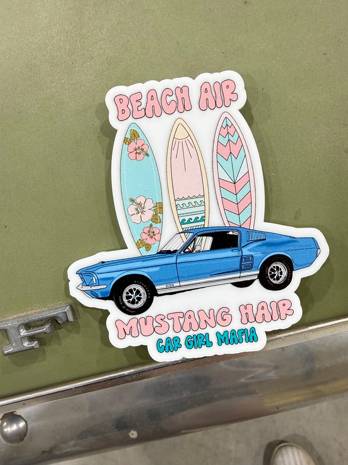 Beach Air Mustang Hair Car Girl Mafia 4" Magnet