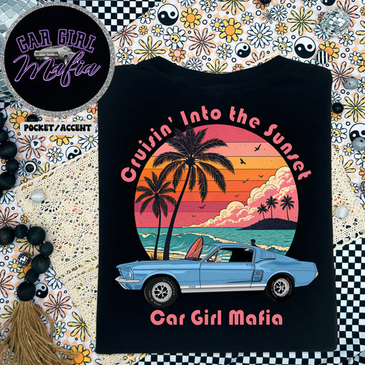 Cruisin' into the Sunset 1967 Mustang Car Girl Mafia Comfort Colors T-Shirt