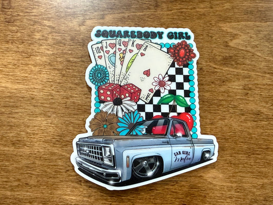Squarebody Girl Turquoise Car Girl Mafia 4" Magnet #3