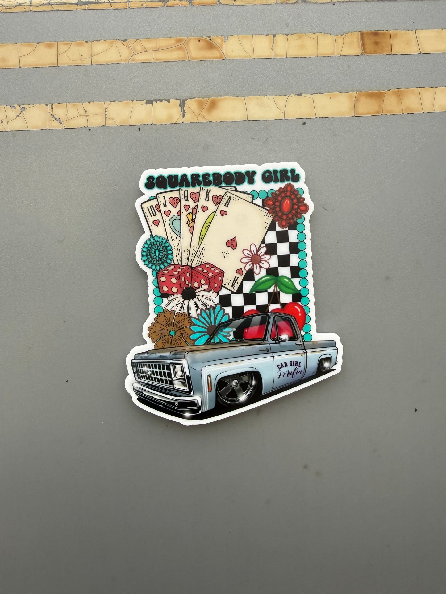 Squarebody Girl Turquoise Car Girl Mafia 4" Emblem #1