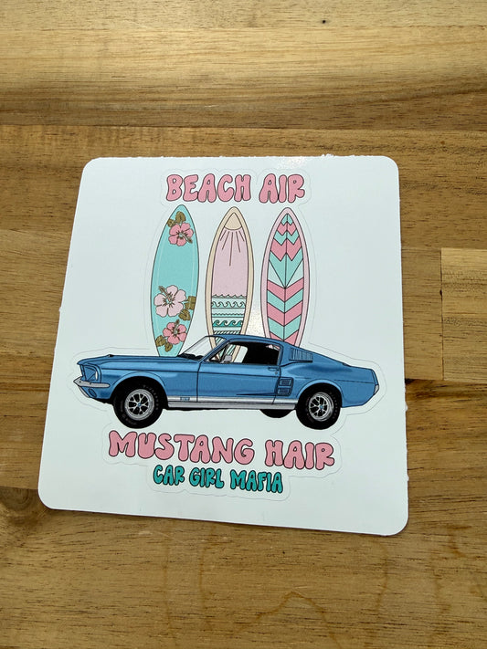 Beach Air Mustang Hair Car Girl Mafia 4" Vinyl Sticker