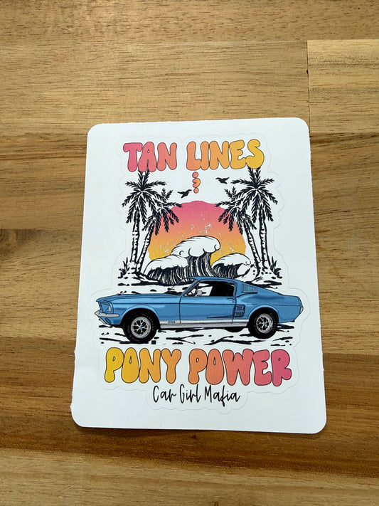 Tan Lines & Pony Power Mustang Car Girl Mafia 4" Vinyl Sticker