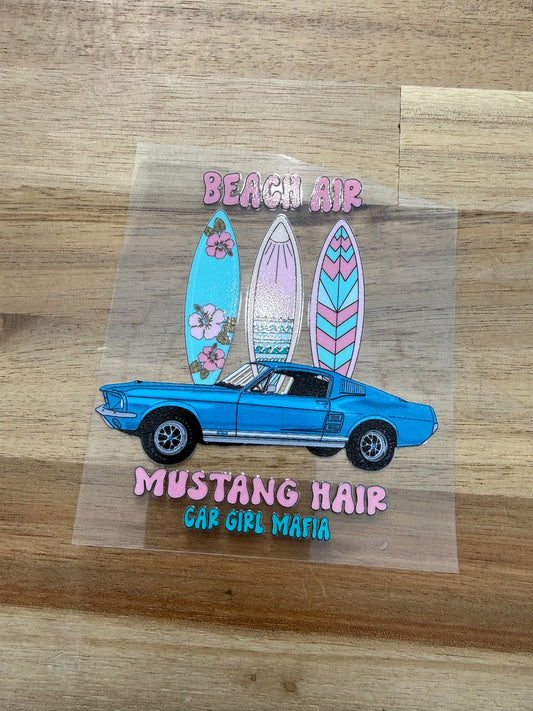 Beach Air Mustang Hair Car Girl Mafia 4" UV-DTF Sticker
