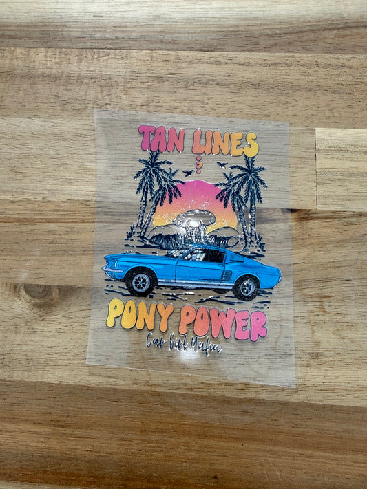Tan Lines & Pony Power Mustang Car Girl Mafia 4" UV-DTF Sticker