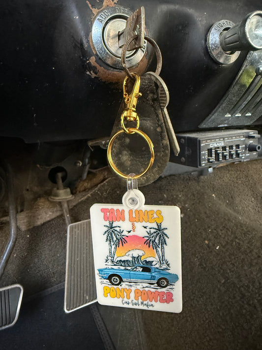 Tan Lines & Pony Power 1967 Mustang Keychain