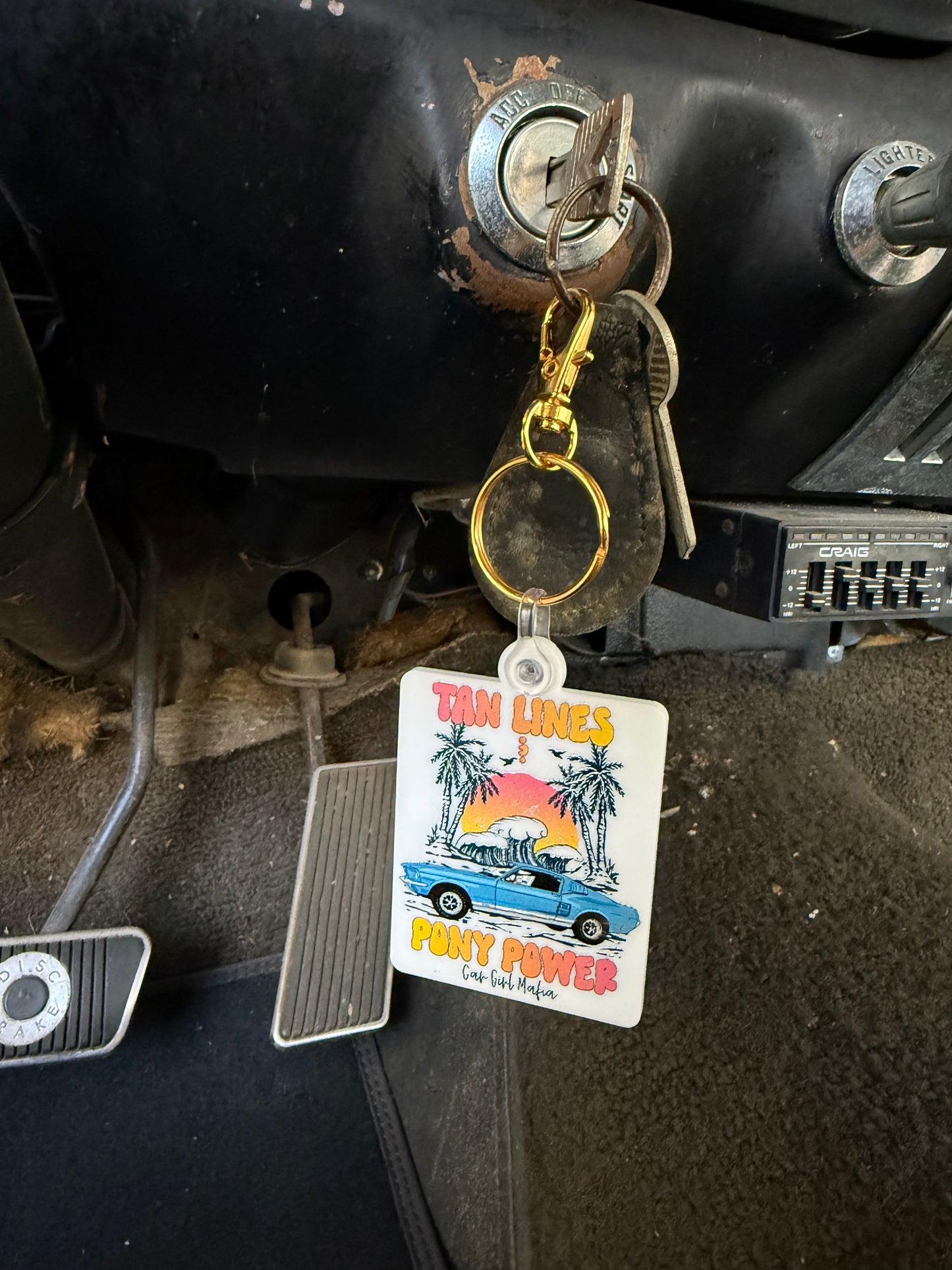 Tan Lines & Pony Power 1967 Mustang Keychain