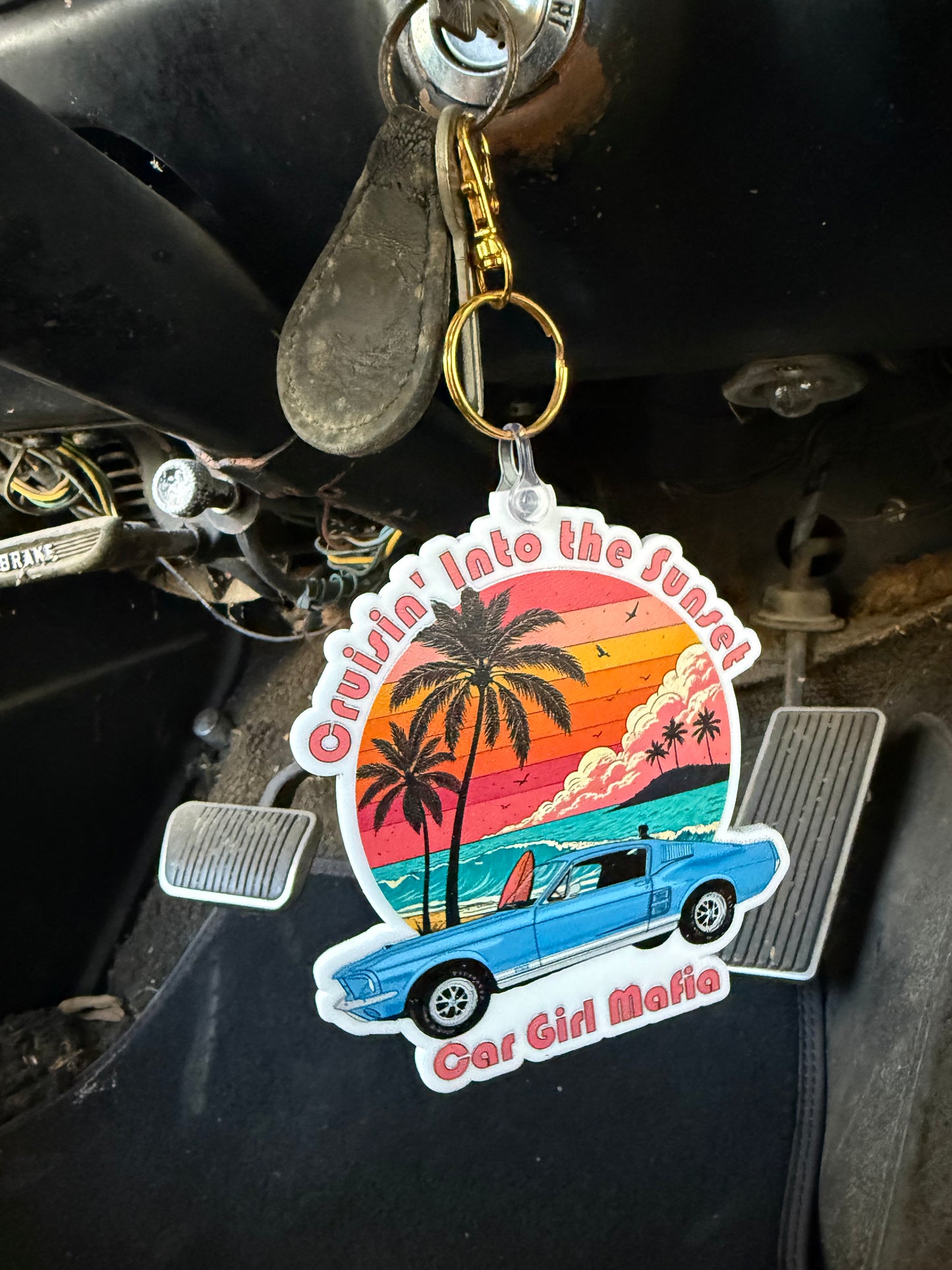 Cruisin' Into the Sunset 1967 Mustang Keychain