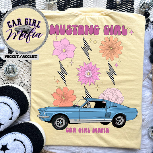Mustang Girl Lightning Bolts Car Girl Mafia Comfort Colors T-Shirt