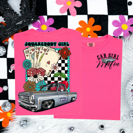 1980 Squarebody Girl Turquoise Car Girl Mafia Comfort Colors T-Shirt