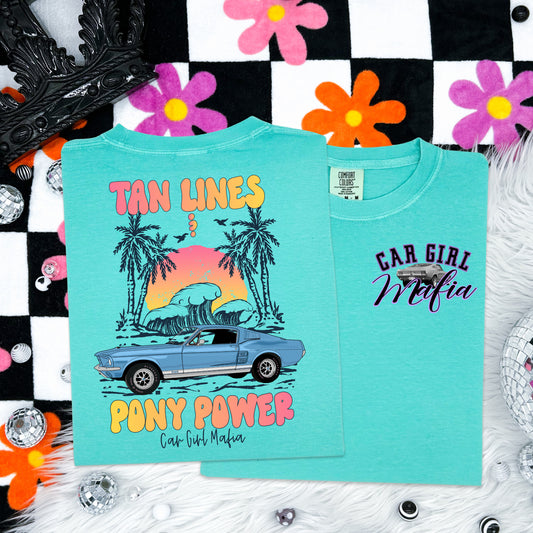 Tan Lines & Pony Power Mustang Car Girl Mafia Comfort Colors T-Shirt